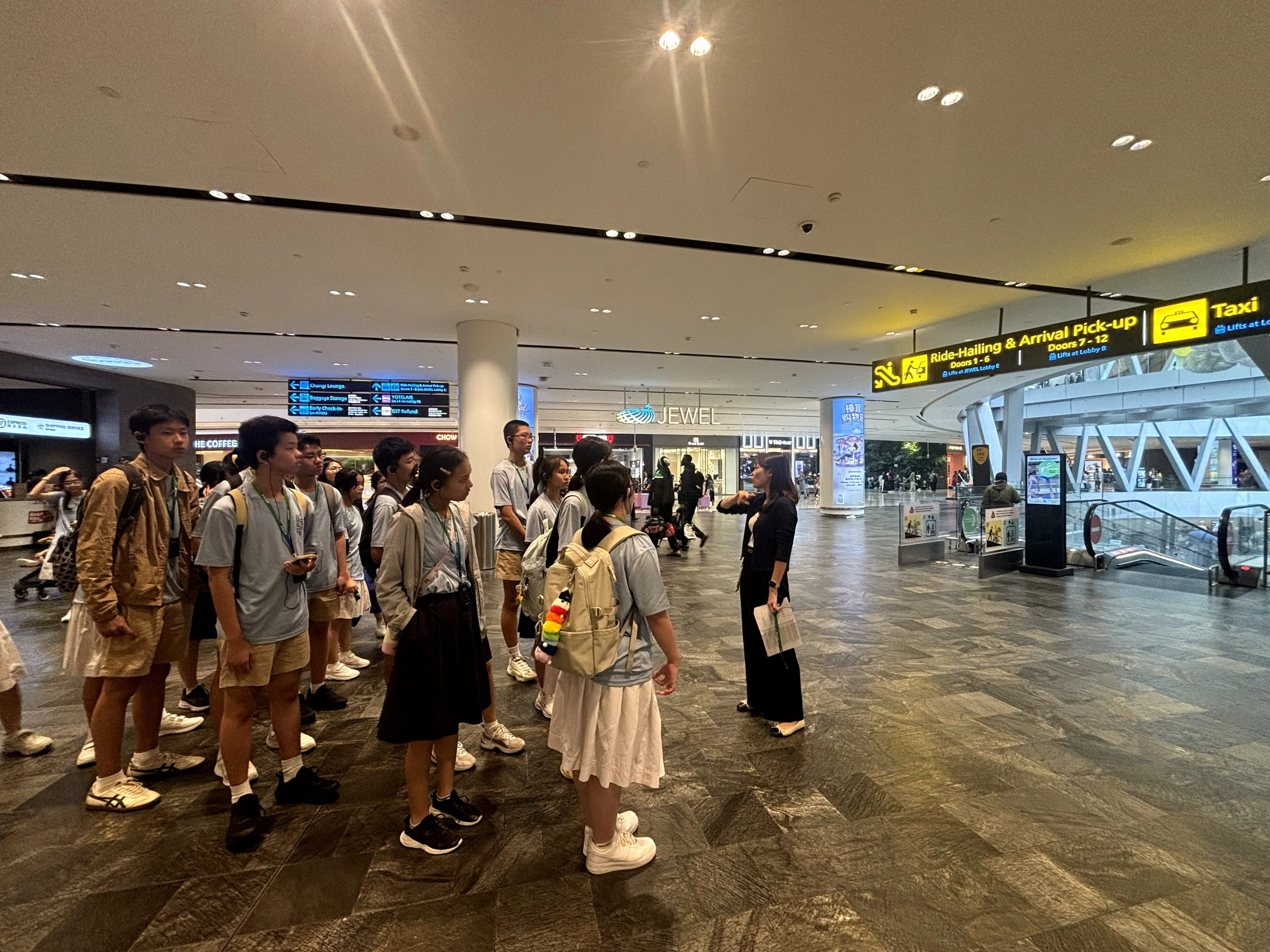 Students at learning journey at Changi Airport